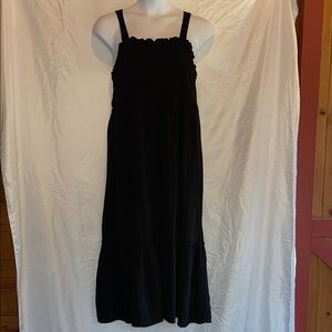 Smocked Black Sleeveless Dress